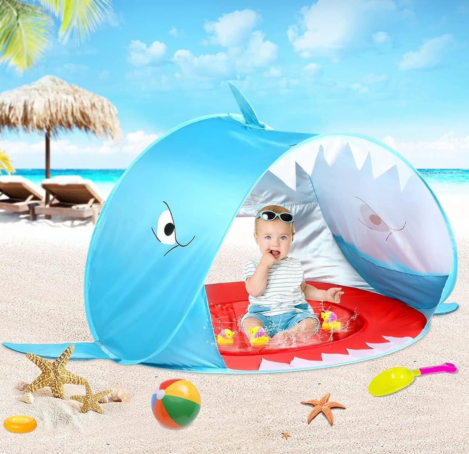 Carpa Con Piscina De Exterior Para Bebes Azul-3