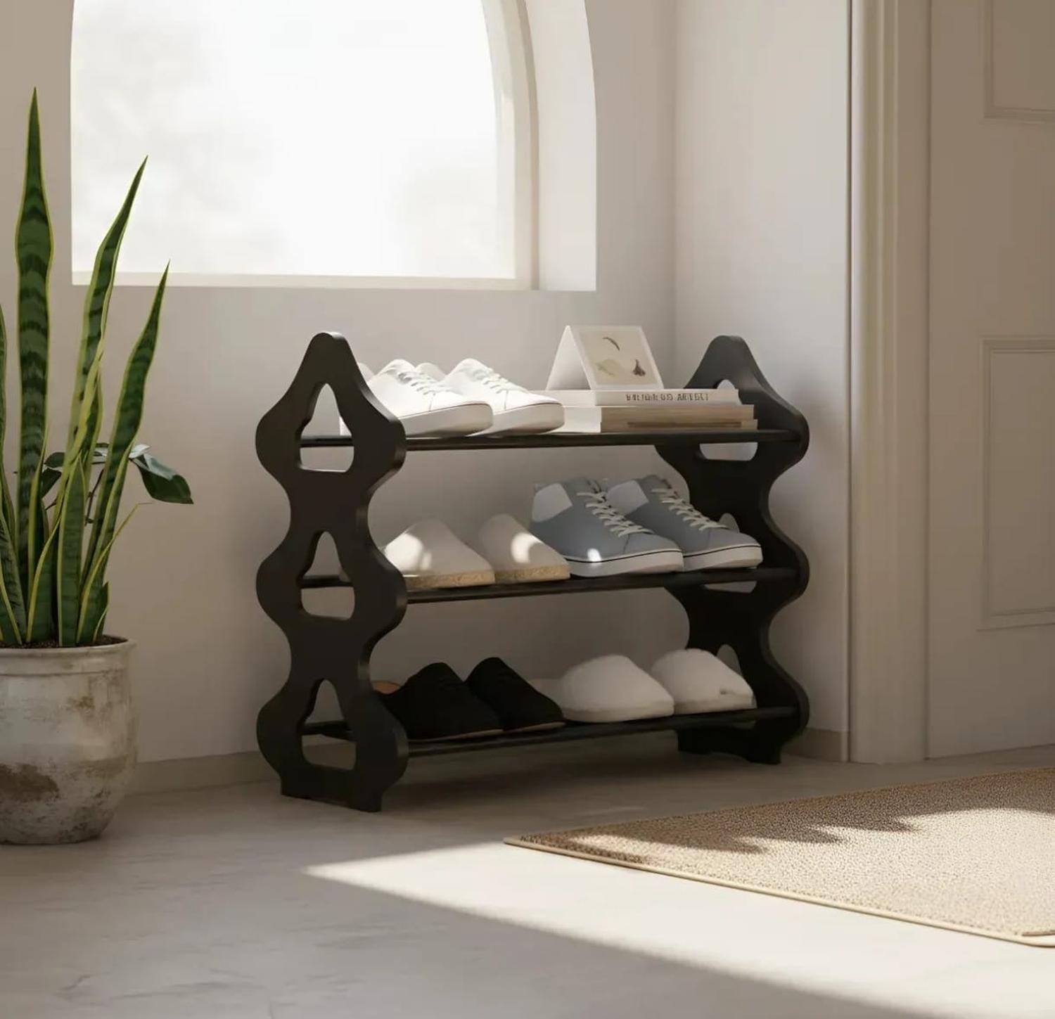 Zapatero Organizador De Zapatos 3 Niveles Multiusos Dormitorios Blanco-2