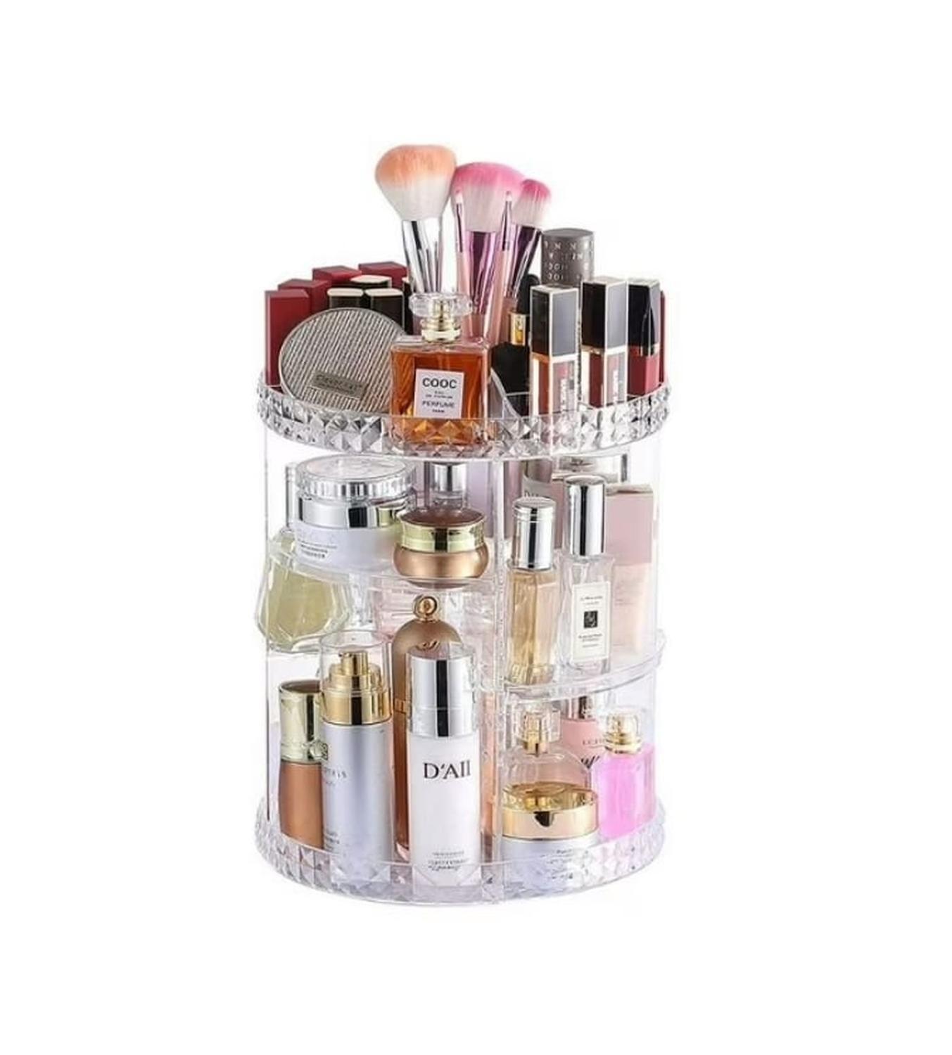 Organizador De Maquillaje Giratorio 360º Acrilico Transparente Ajustable-3