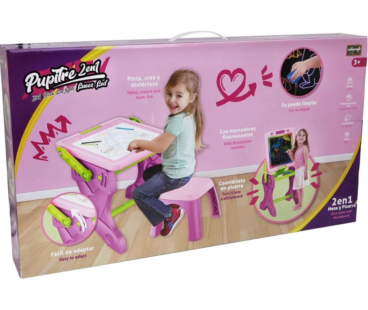 Escritorio Infantil 2 En 1 Con Pizarra Magica + Silla Para Niños-2