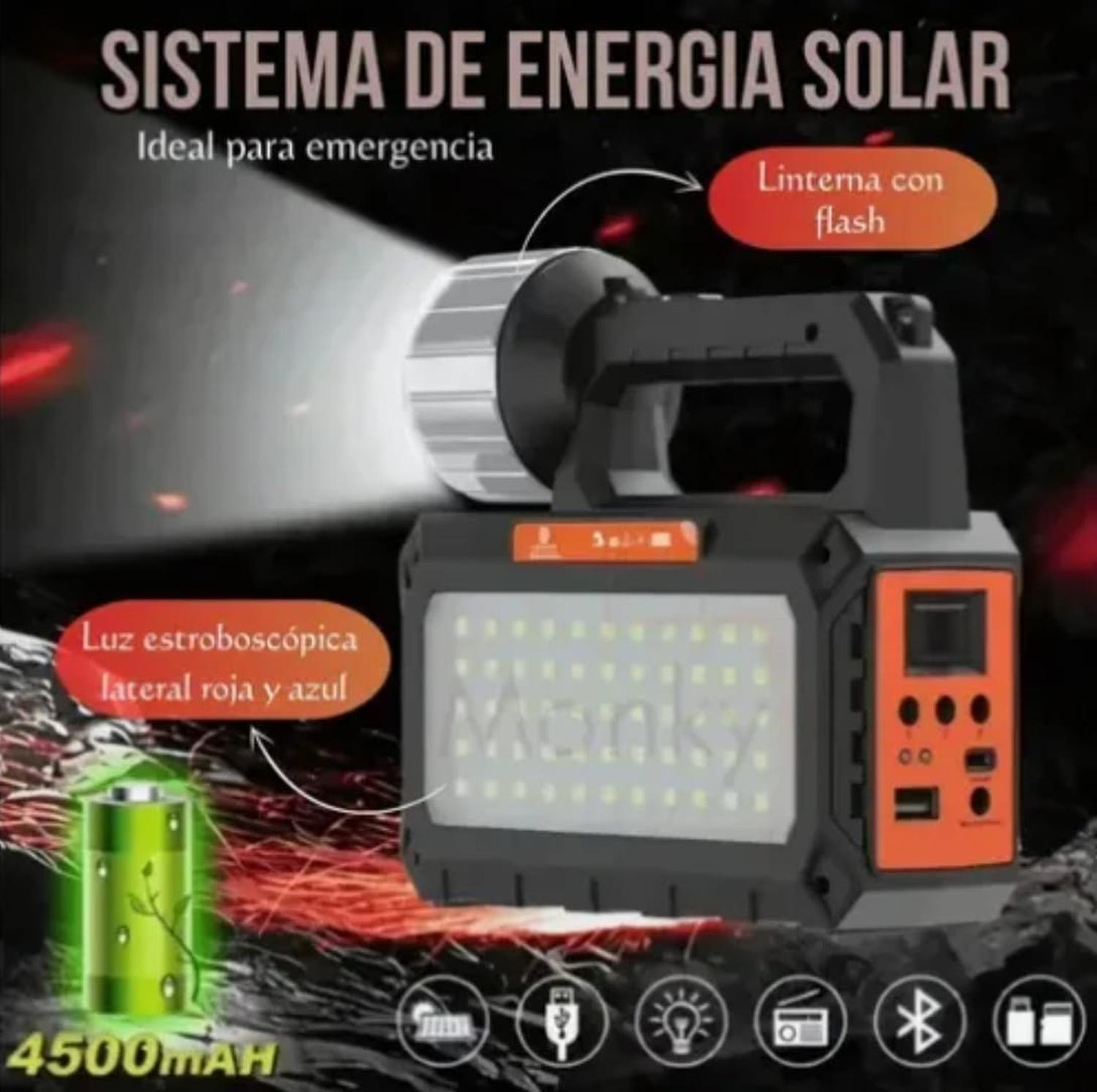 Kit Solar De Emergencia + Radio + Linterna + 3 Ampolletas + USB-3