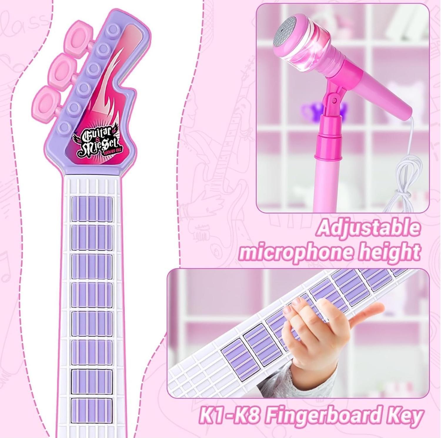 Kit Musical Para Niños Guitarra Microfono Y Entrada Para Celular Karaoke Infantil-3