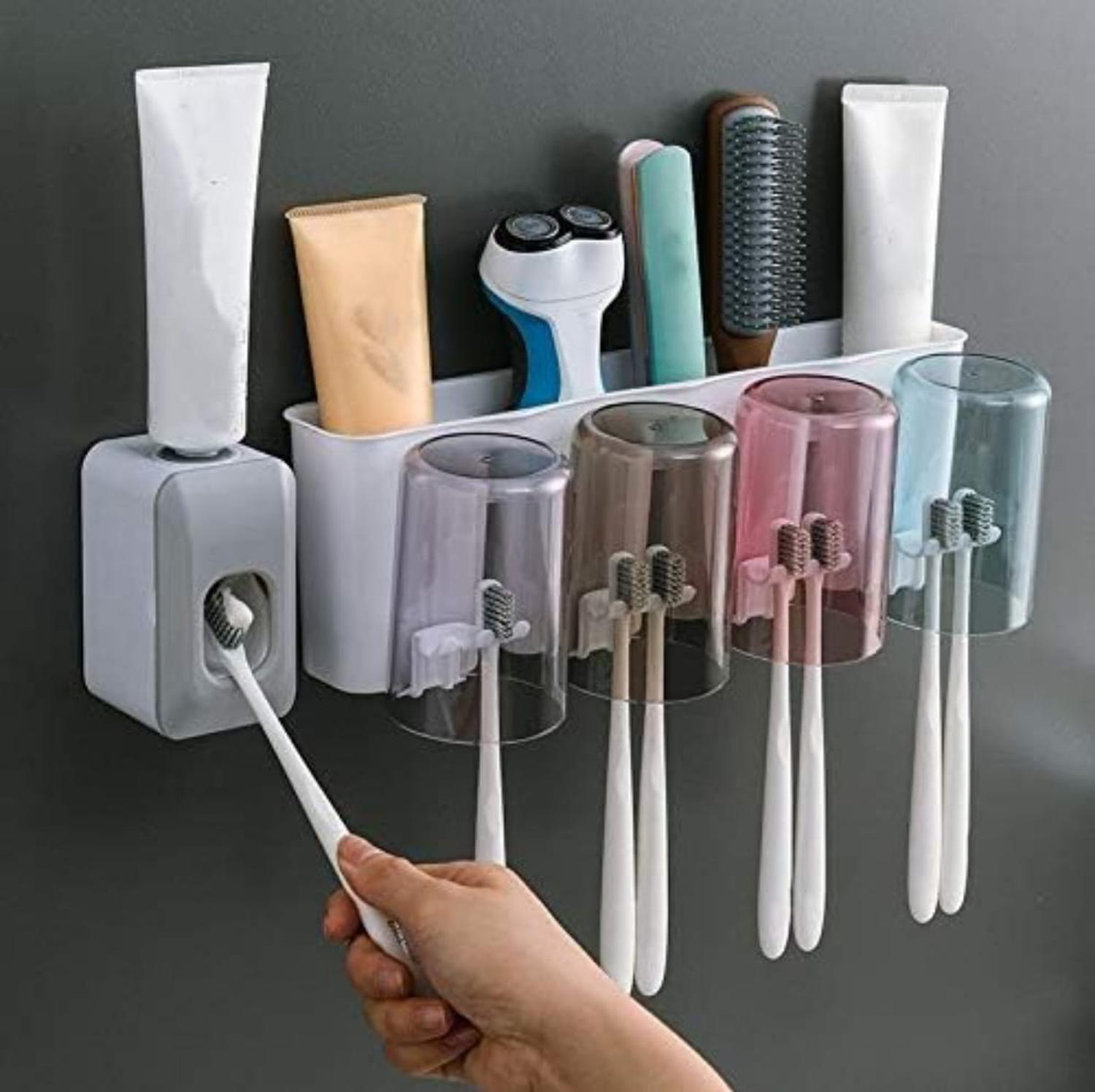 Dispensador Pasta Dental Y Porta Cepillos De Dientes-1