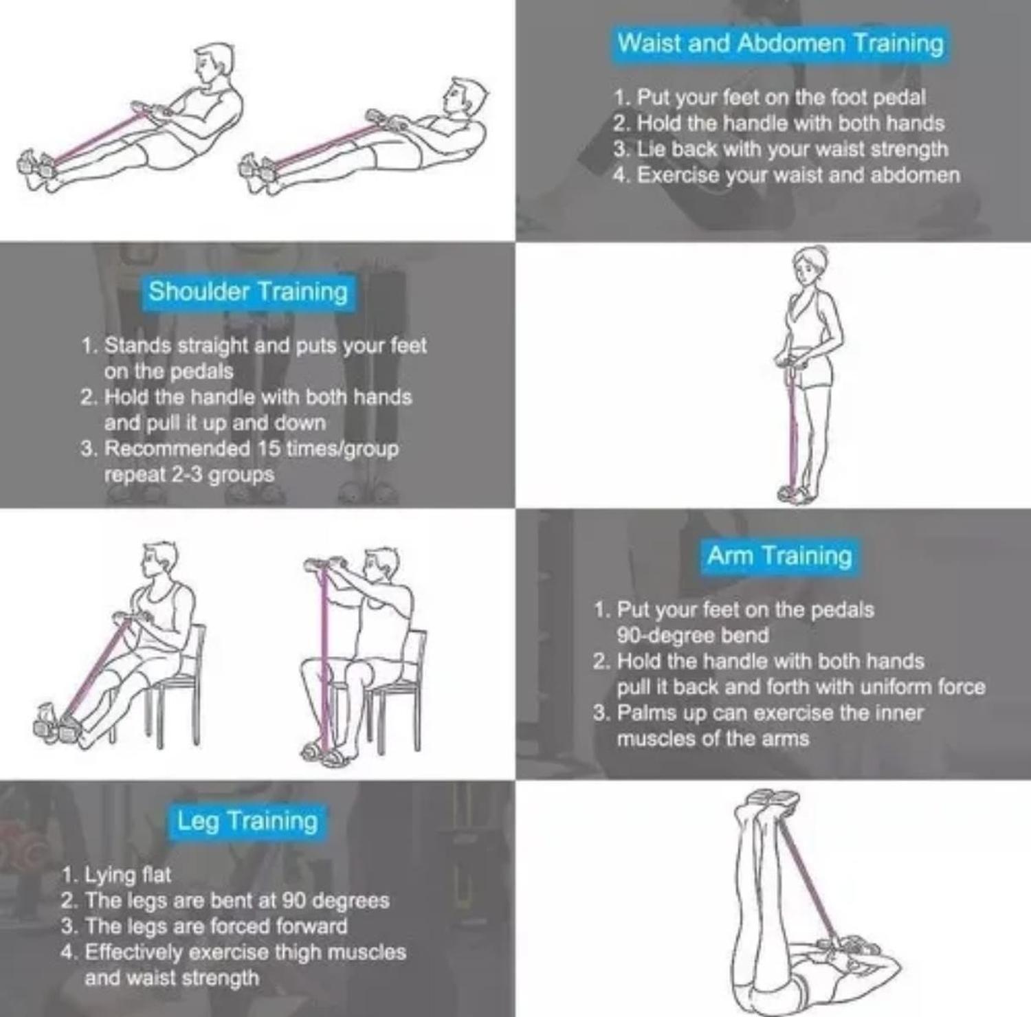 Cuerda Elastica De Resistencia Con Pedales Para Ejercicio En Casa-2