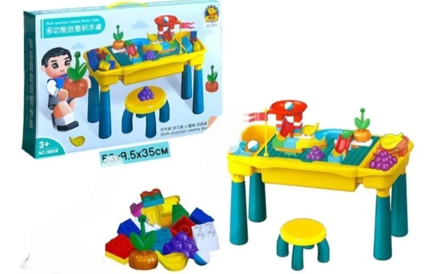 Mesa Para Bloques Con Silla + 45 Piezas-2