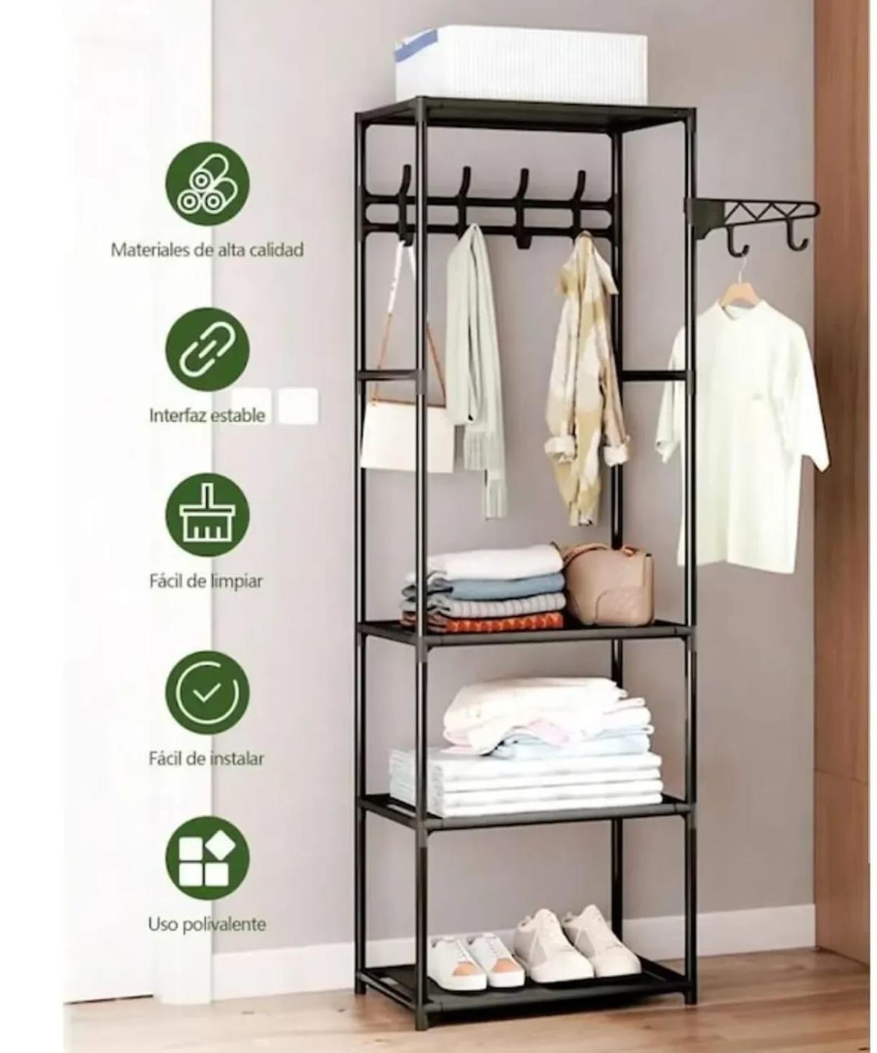 Closet organizador De Ropa Con Estantes Perchero Metalico-4