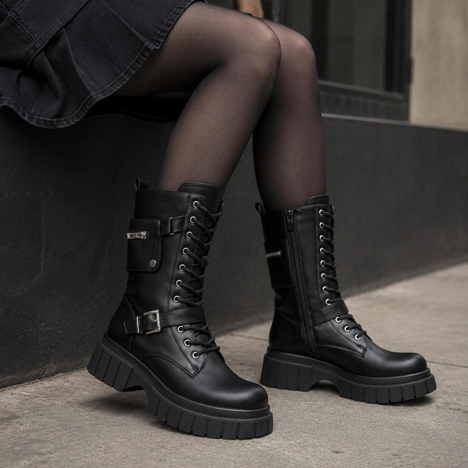 Bota Negro Mujer PU Salem 2546-3