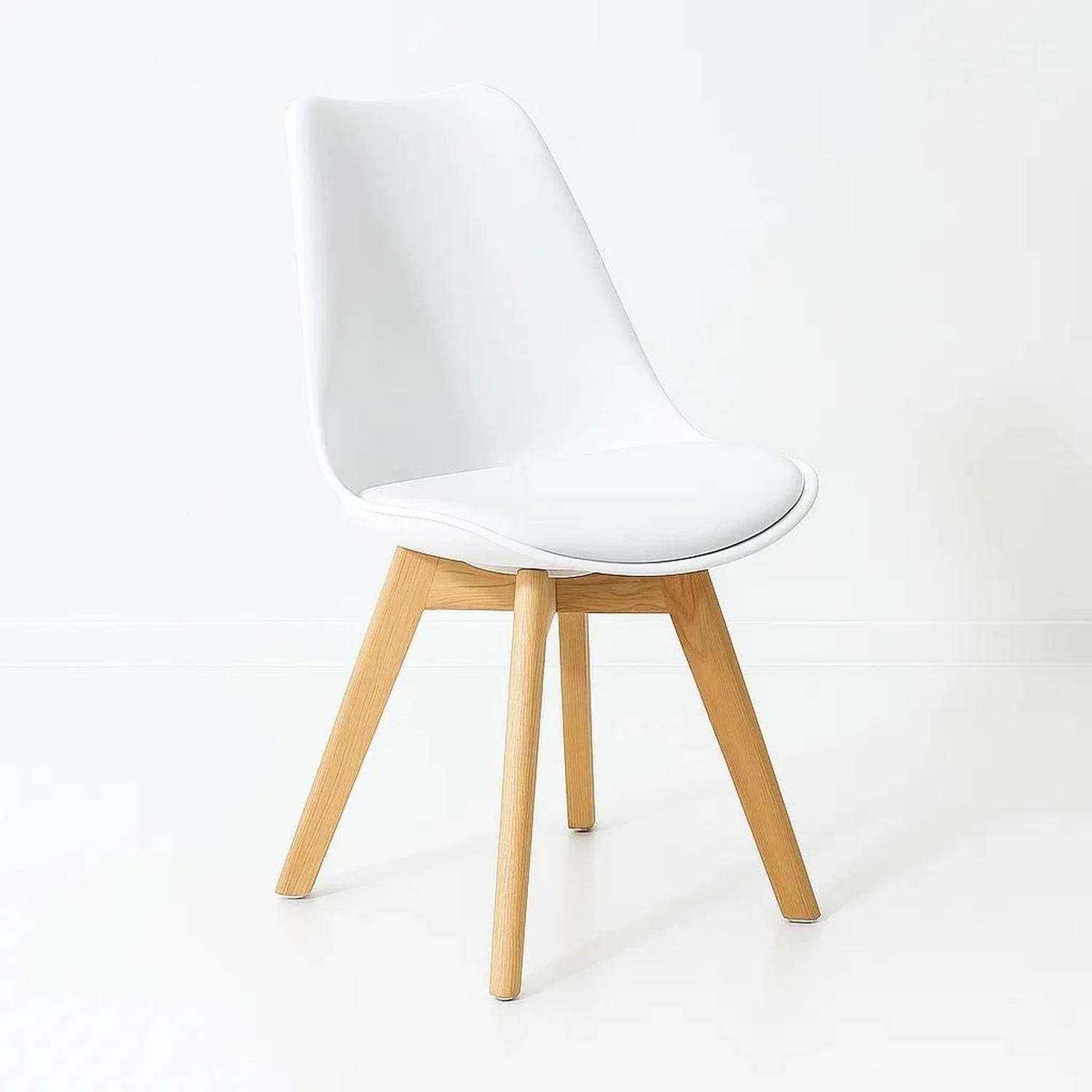 Pack 4 Sillas de Comedor Tulip Blancas de Polipropileno y Madera-1