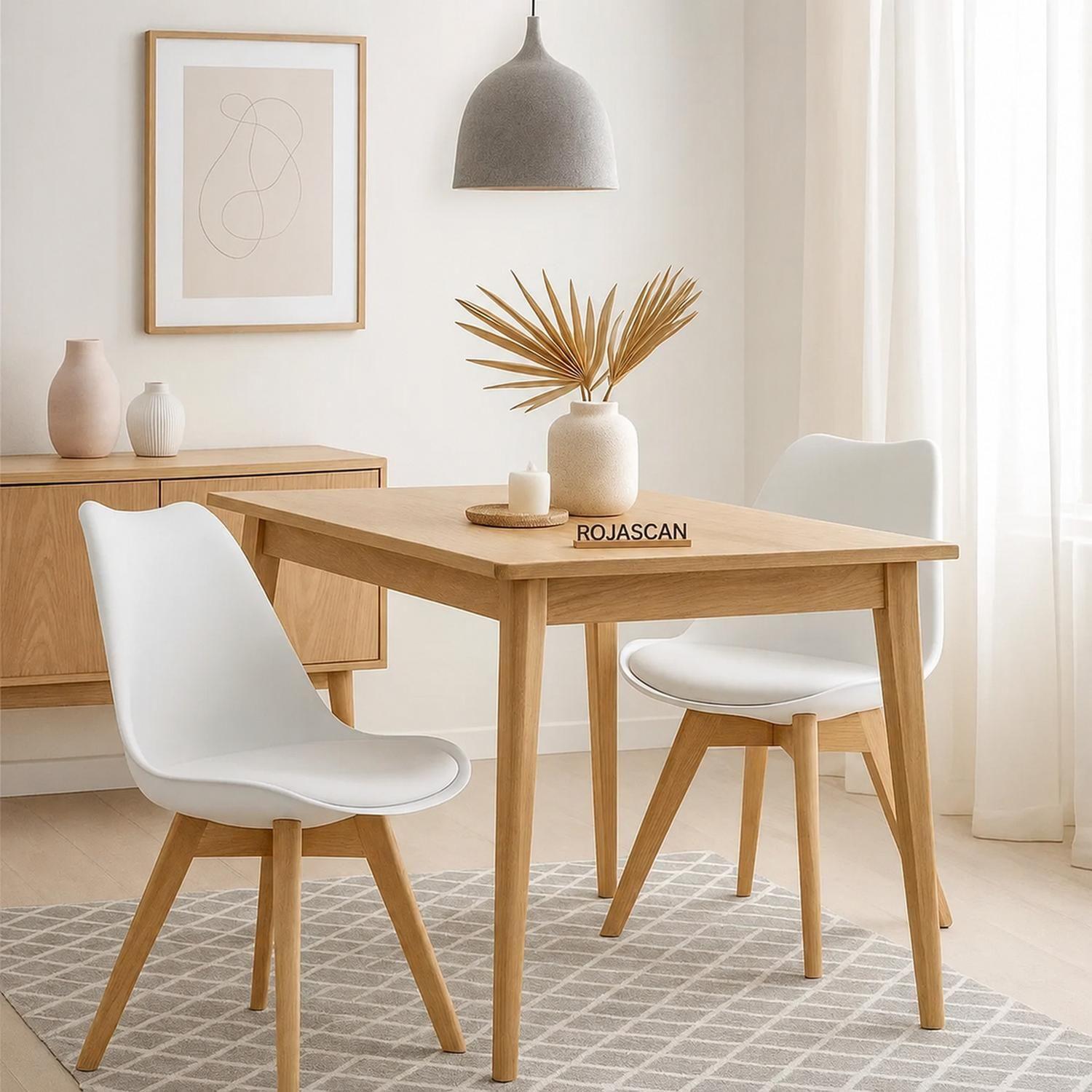 Pack 4 Sillas de Comedor Tulip Blancas de Polipropileno y Madera-3