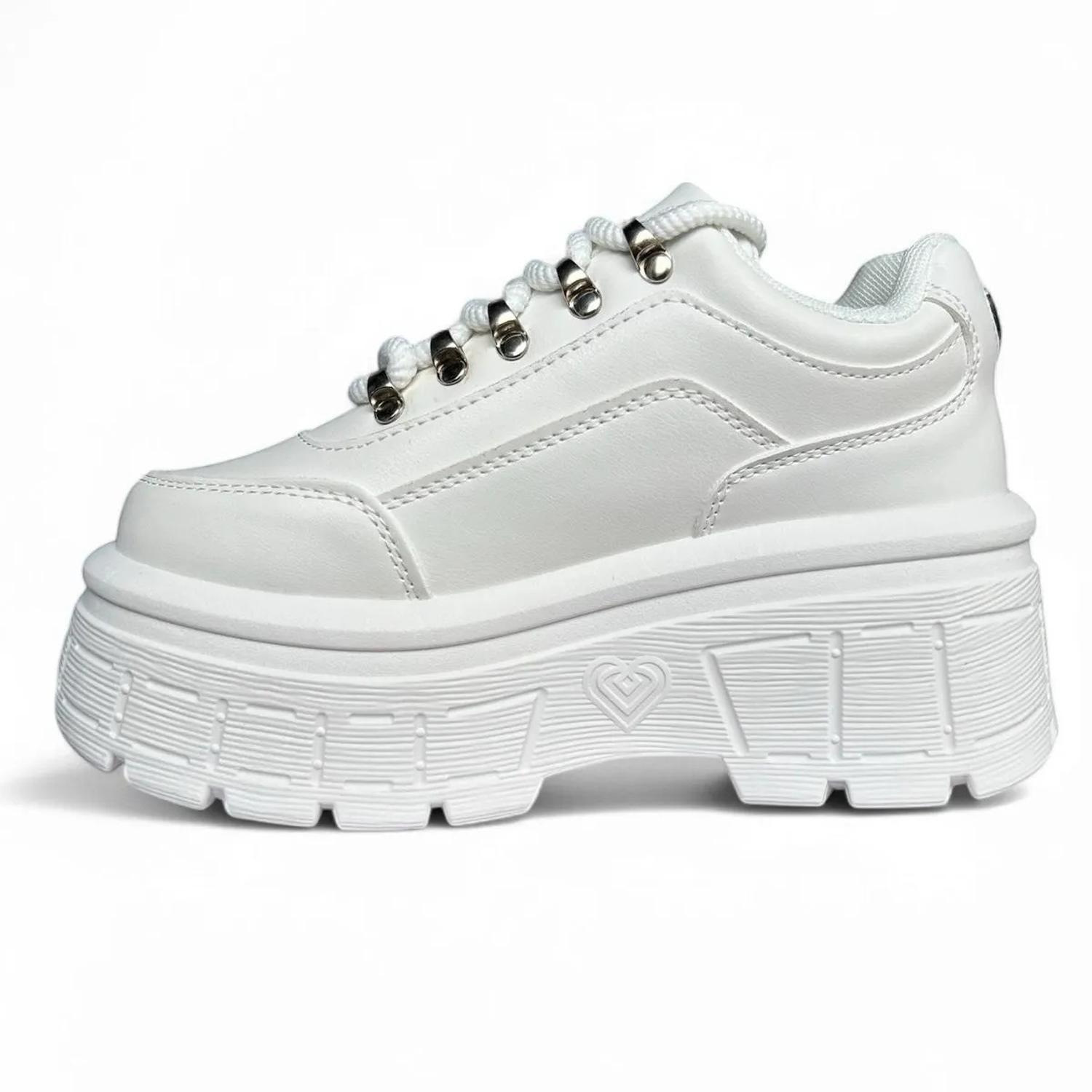 Zapatilla Blanco Mujer Plataforma Ecocuero Berlín 291-5-1