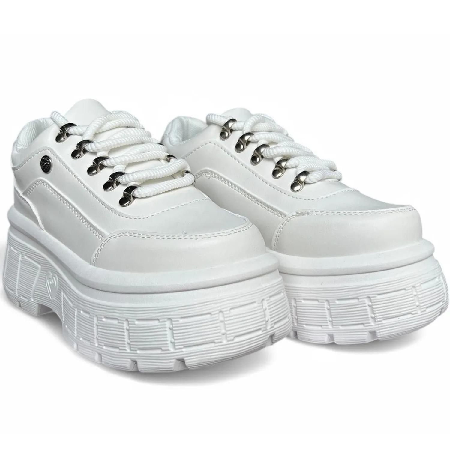 Zapatilla Blanco Mujer Plataforma Ecocuero Berlín 291-5-2
