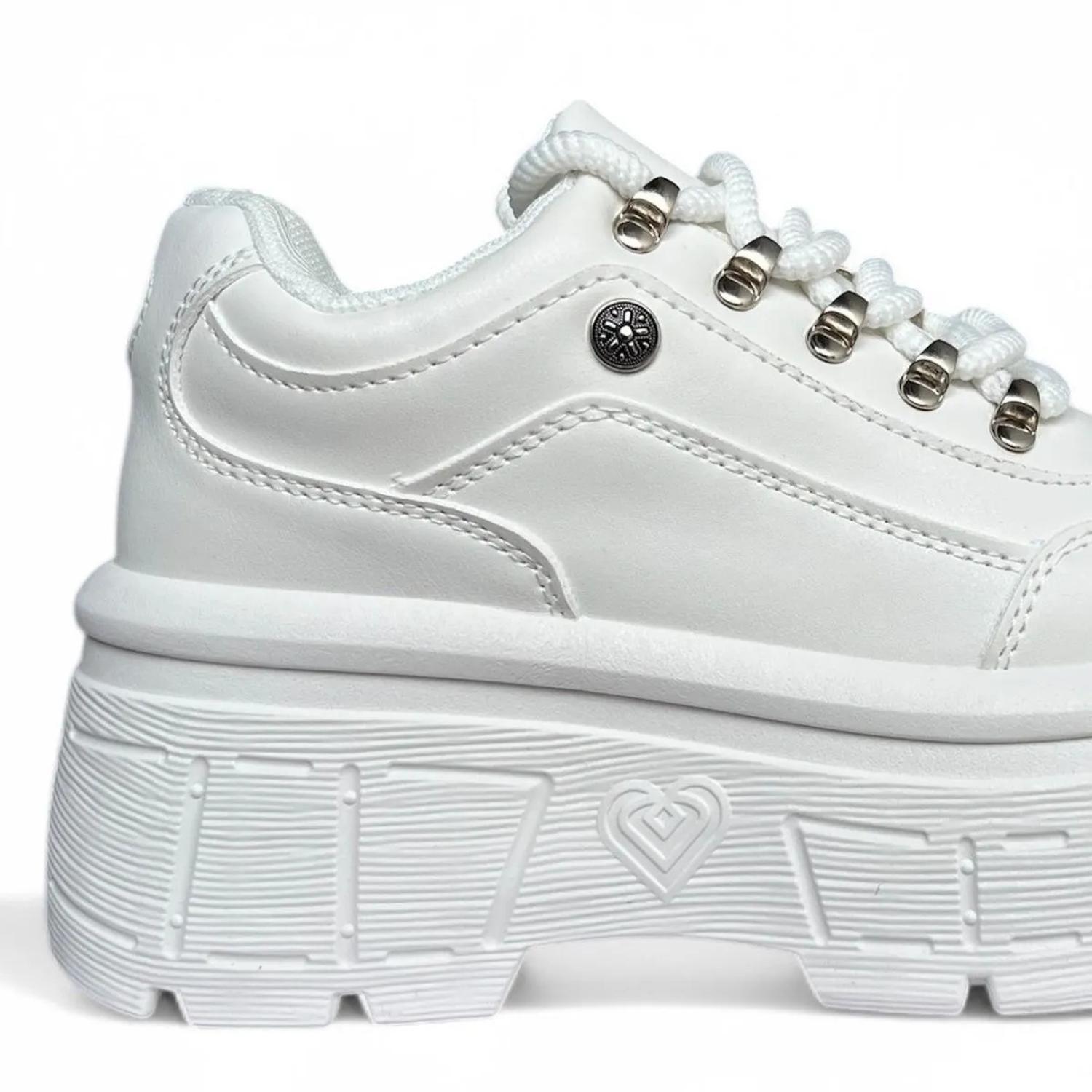 Zapatilla Blanco Mujer Plataforma Ecocuero Berlín 291-5-3