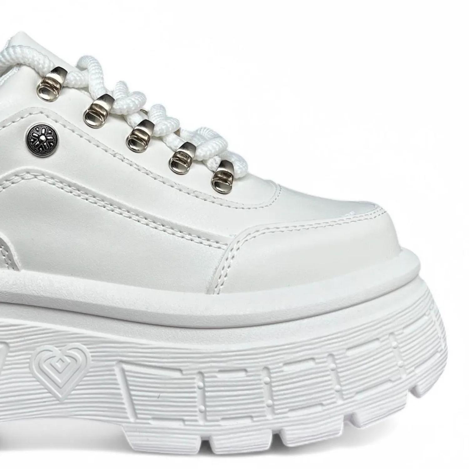 Zapatilla Blanco Mujer Plataforma Ecocuero Berlín 291-5-4
