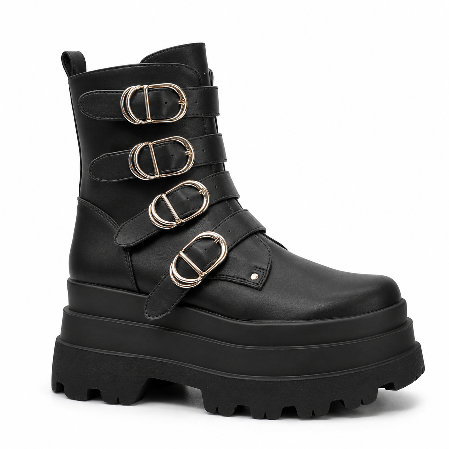 Bota Negro Mujer Gótica Punk Rock PU 2621-0