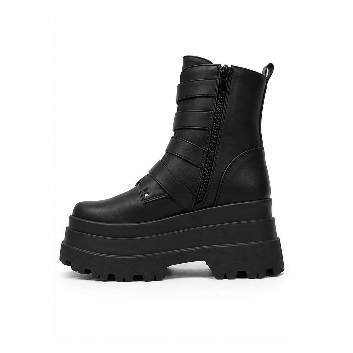 Bota Negro Mujer Gótica Punk Rock PU 2621-1
