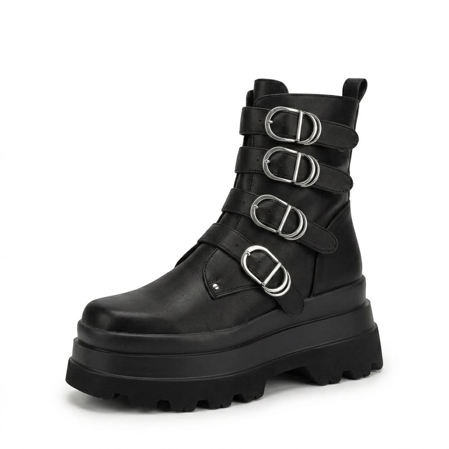 Bota Negro Mujer Gótica Punk Rock PU 2621-5