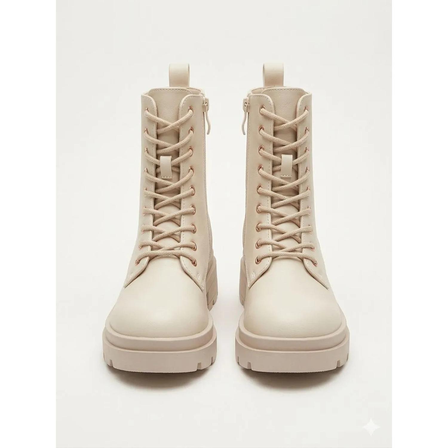 Bota Beige Mujer PU Combat 22-20-2