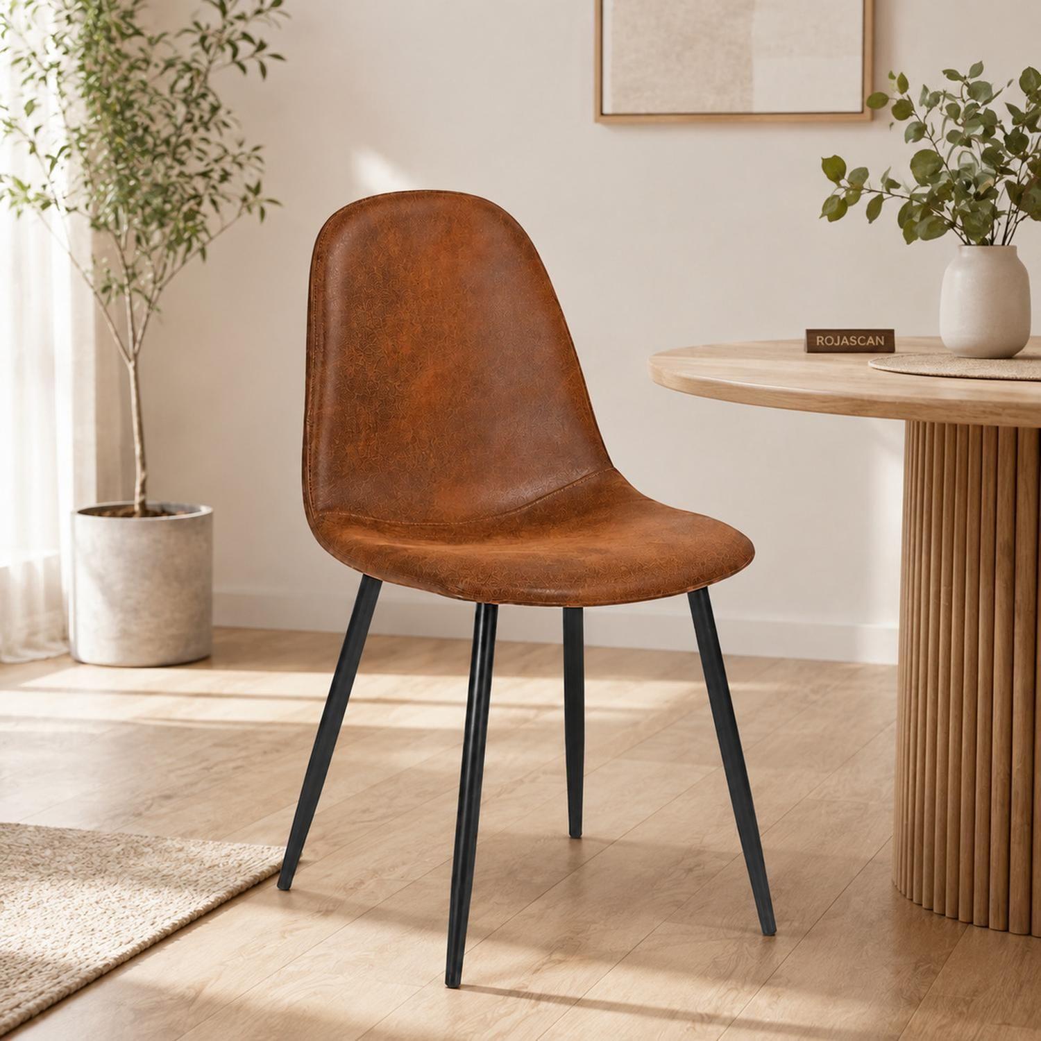 Silla Scoop Ecocuero Vintage con Patas Metálicas-1
