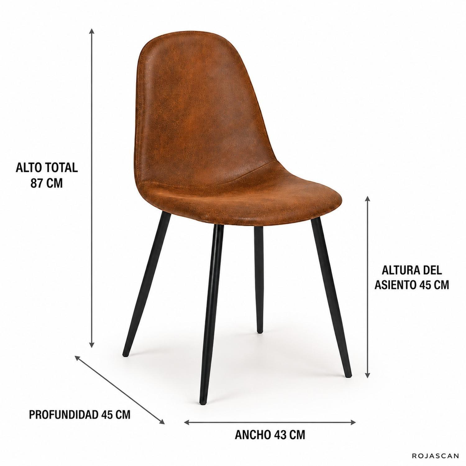Silla Scoop Ecocuero Vintage con Patas Metálicas-4