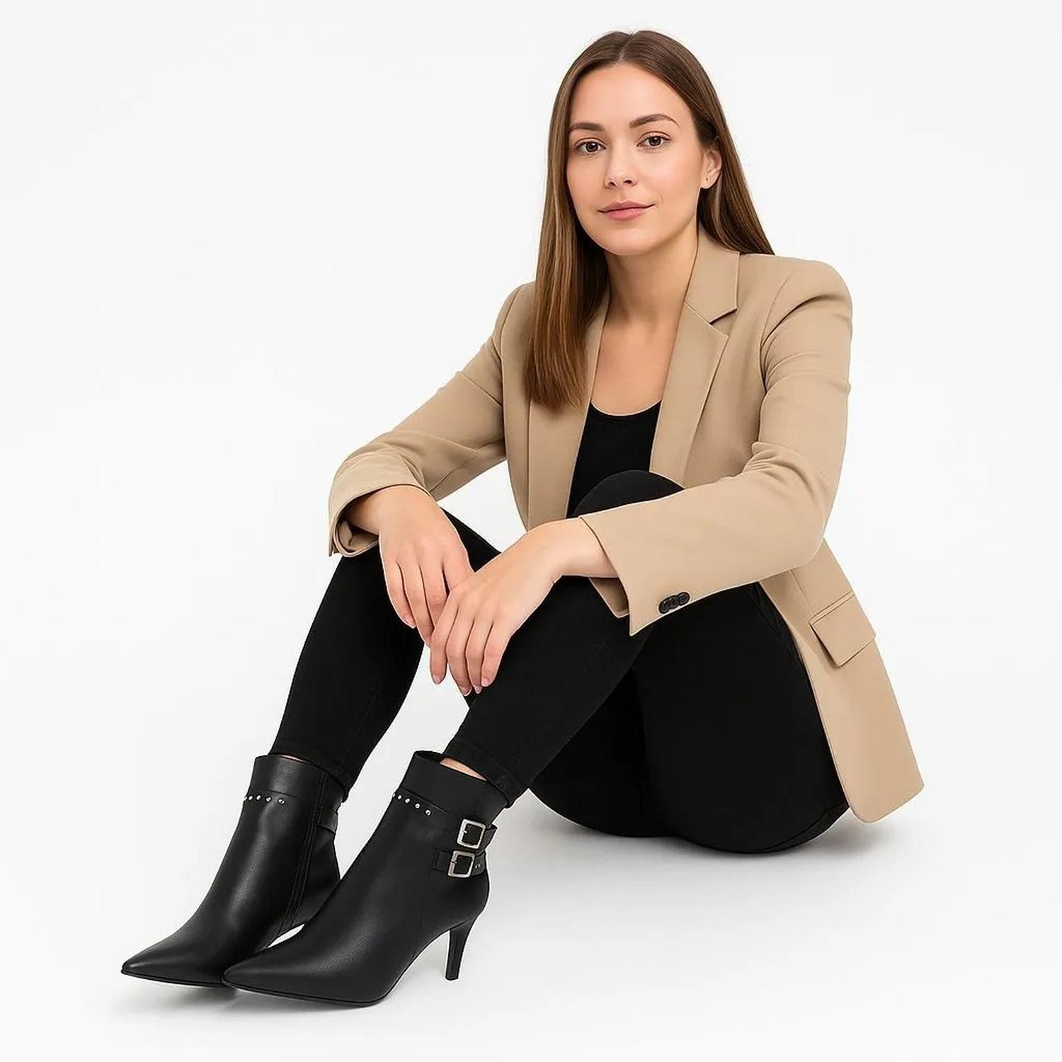 Botín Negro Mujer PU Tina TINA-001-4