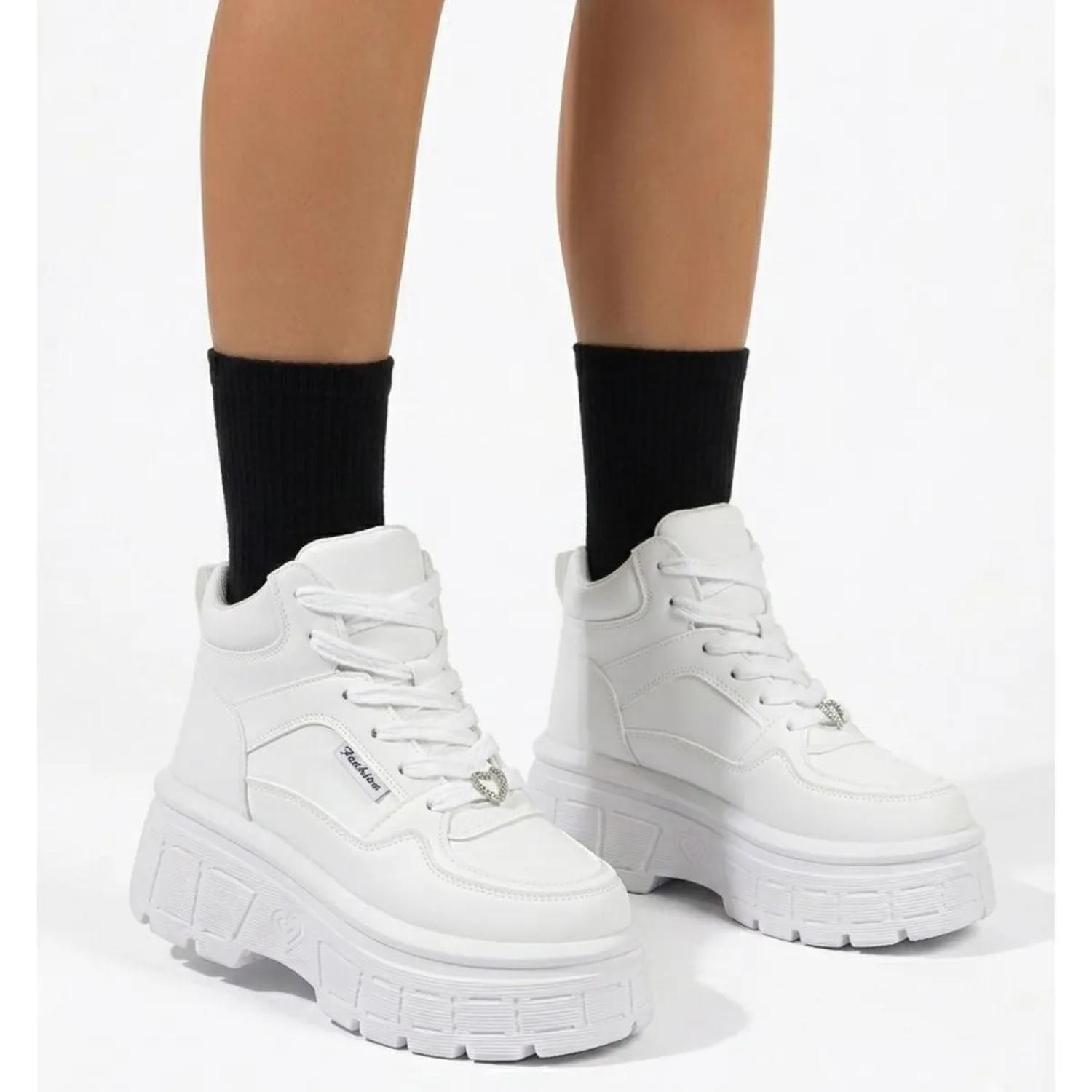 Zapatilla Con Caña Plataforma Blanco Mujer Ravenna 297-5-2