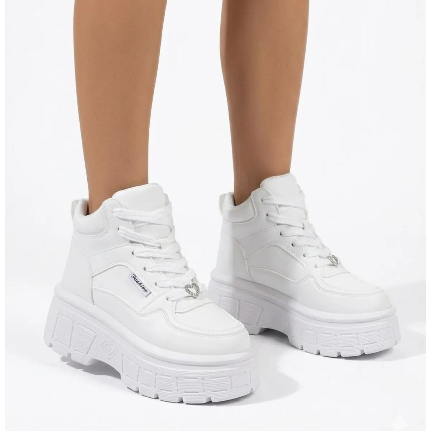 Zapatilla Con Caña Plataforma Blanco Mujer Ravenna 297-5-3