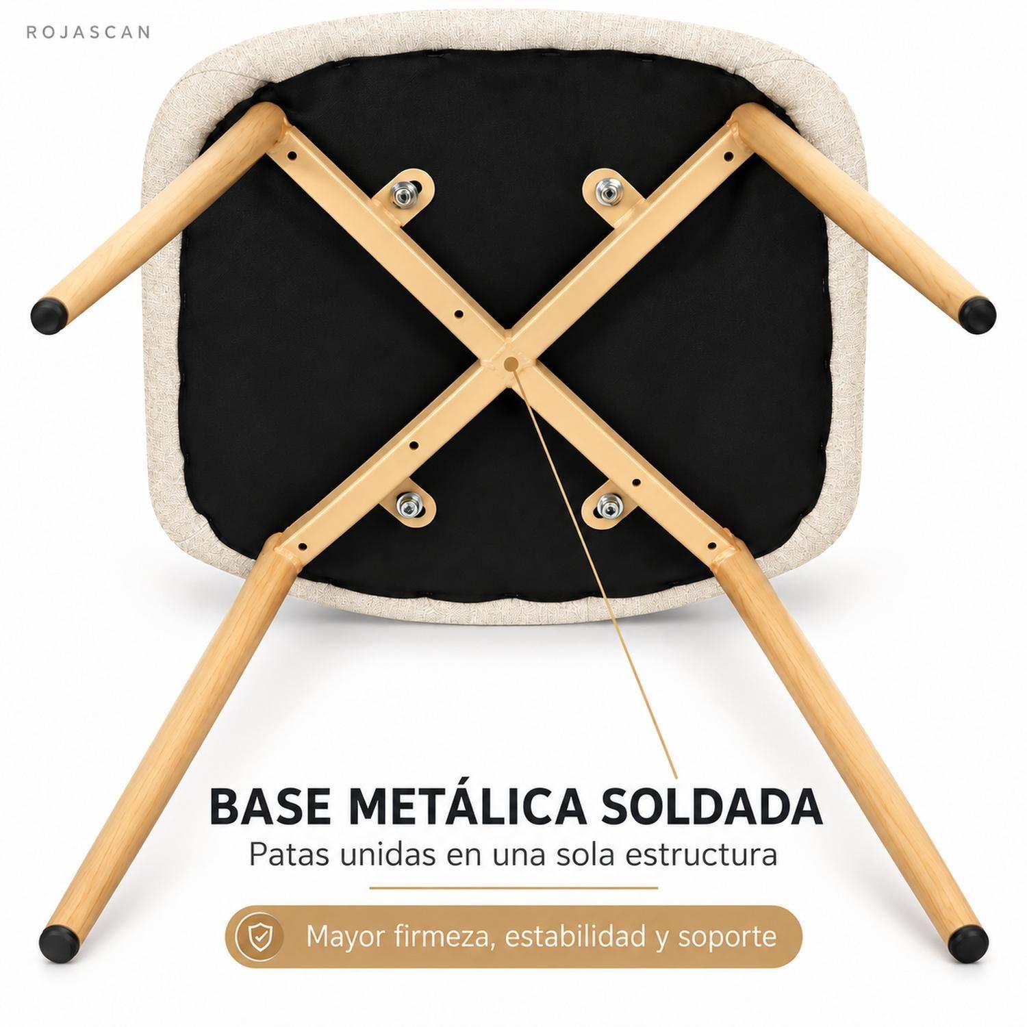 Pack 4 Sillas Comedor Blanco Invierno Scoob Lino Patas Metal-5