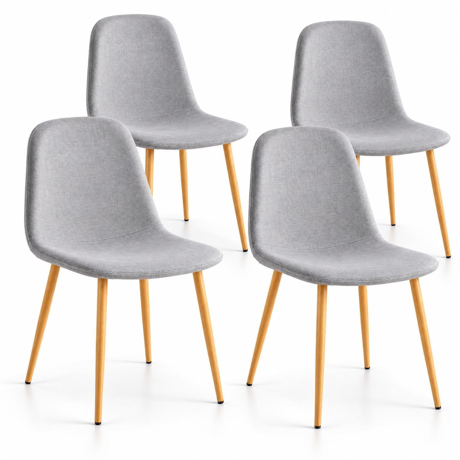 Pack 4 Sillas Comedor Scoob Gris Lino Patas Metal-0