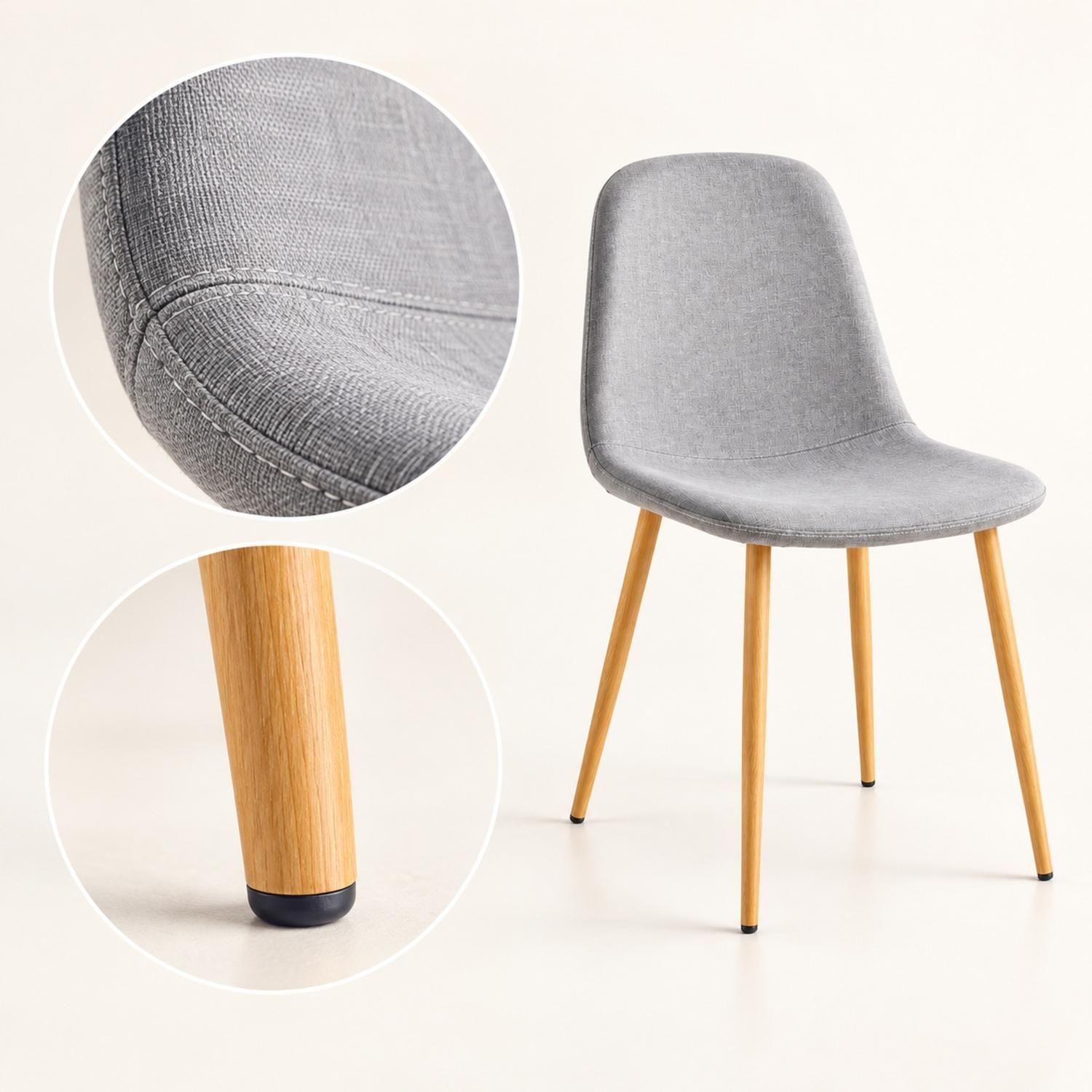 Pack 4 Sillas Comedor Scoob Gris Lino Patas Metal-2
