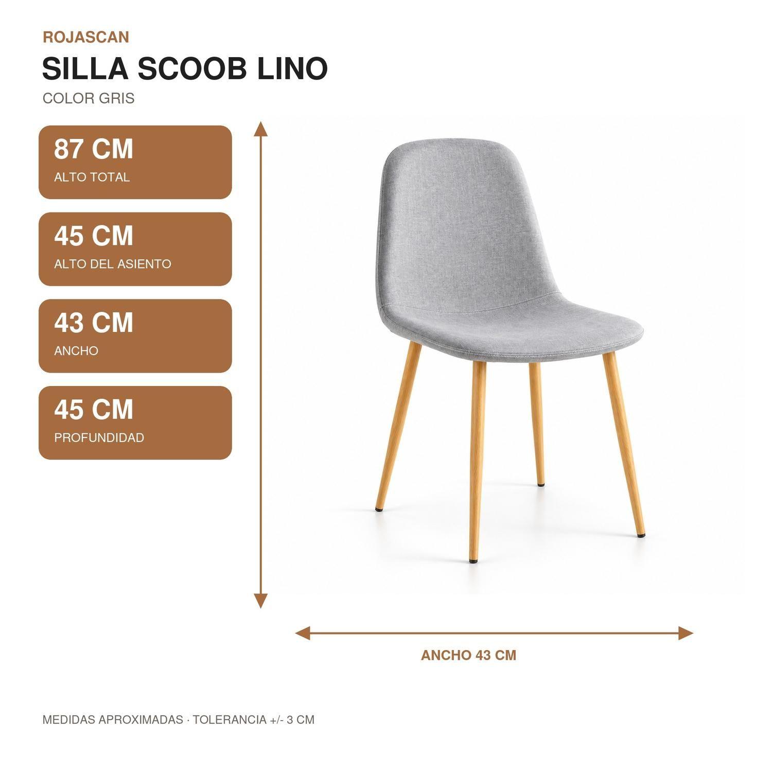 Pack 4 Sillas Comedor Scoob Gris Lino Patas Metal-4