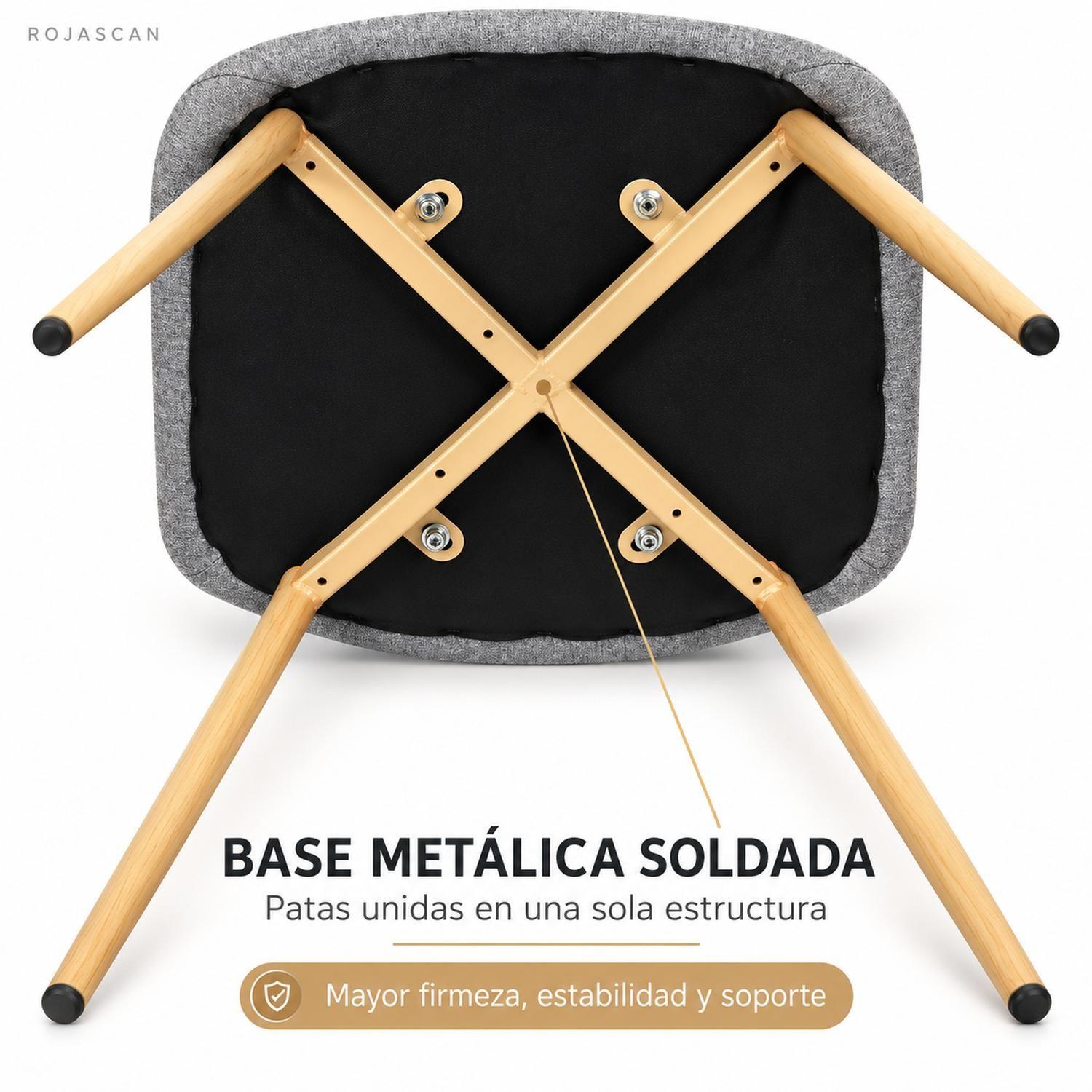 Pack 4 Sillas Comedor Scoob Gris Lino Patas Metal-5