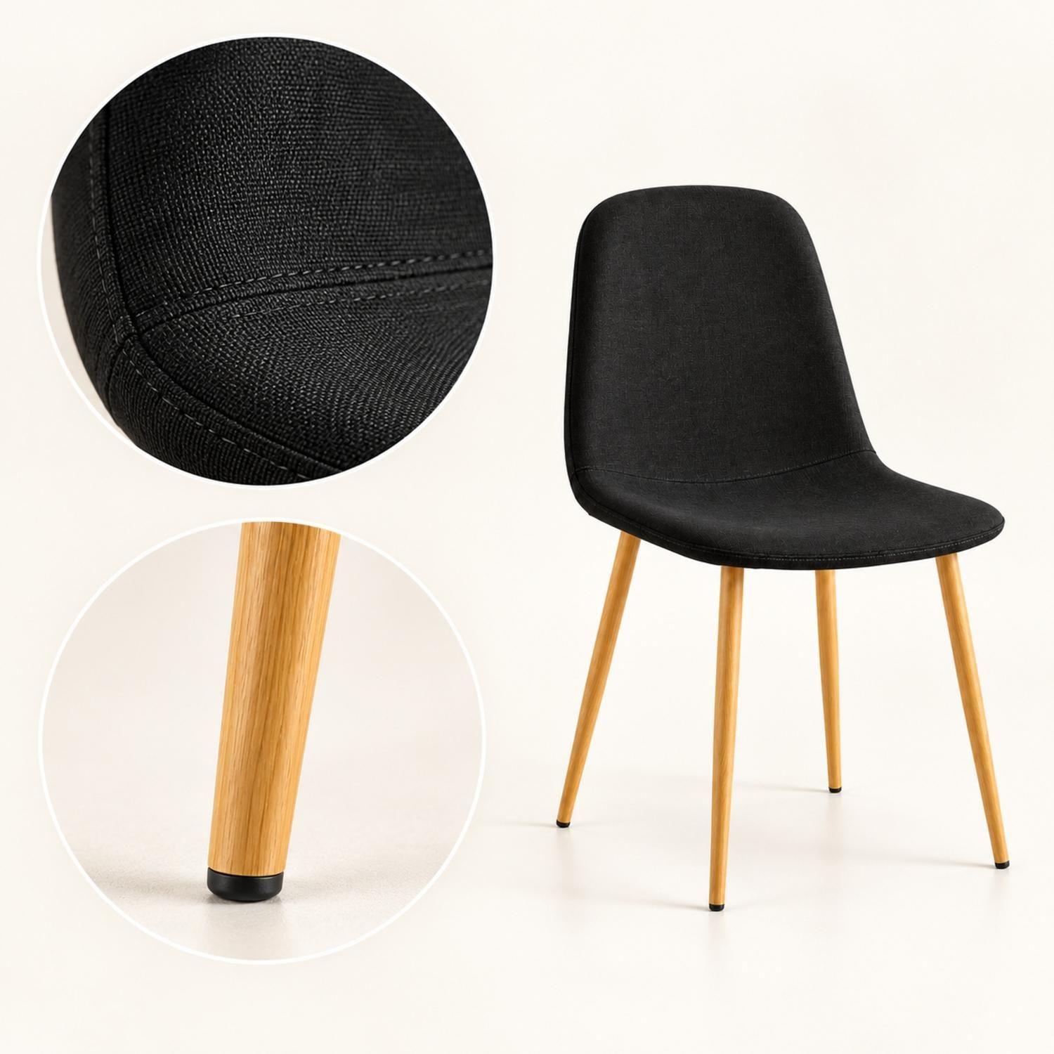 Silla Comedor Scoob Lino Patas Metal Tono Madera-2