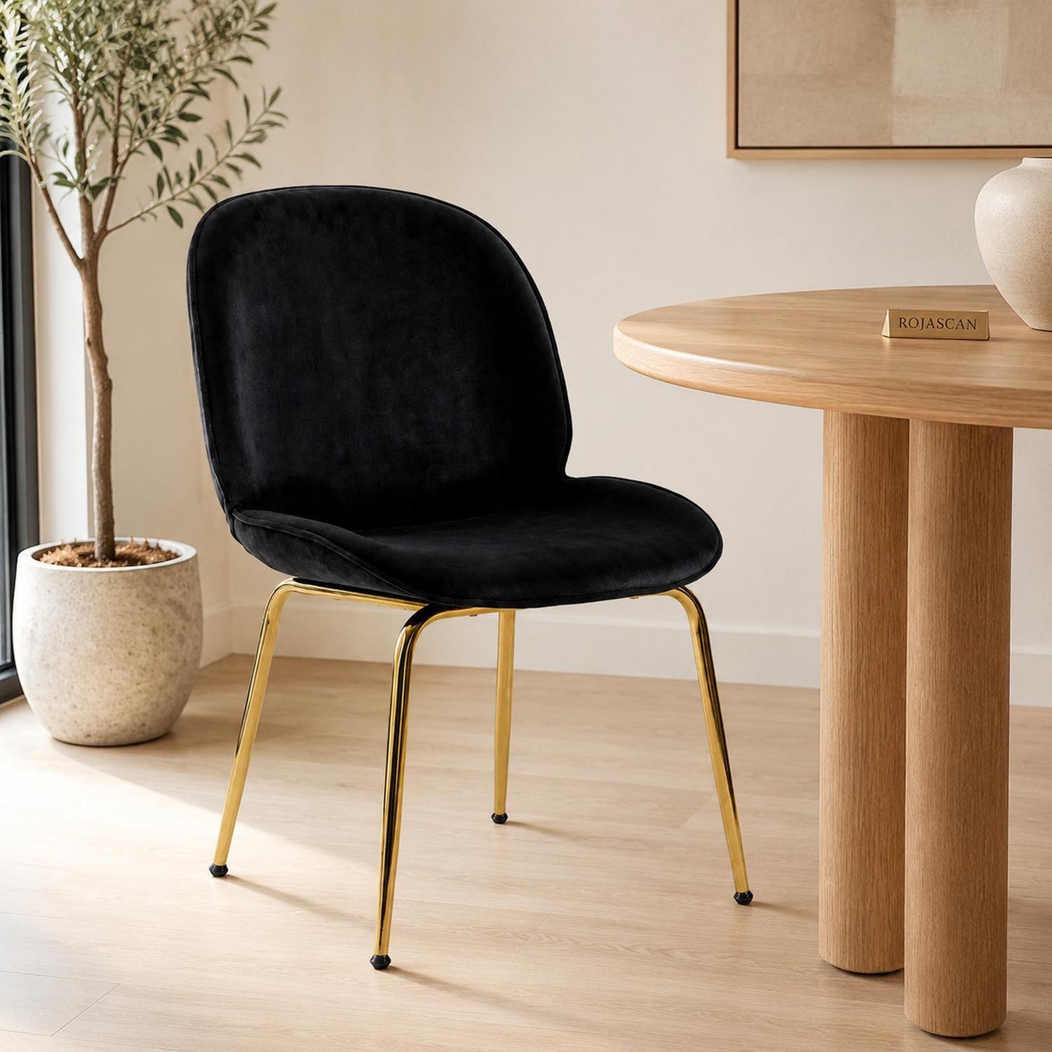 Silla Bread Velvet Felpa Base Metálica Dorada-1