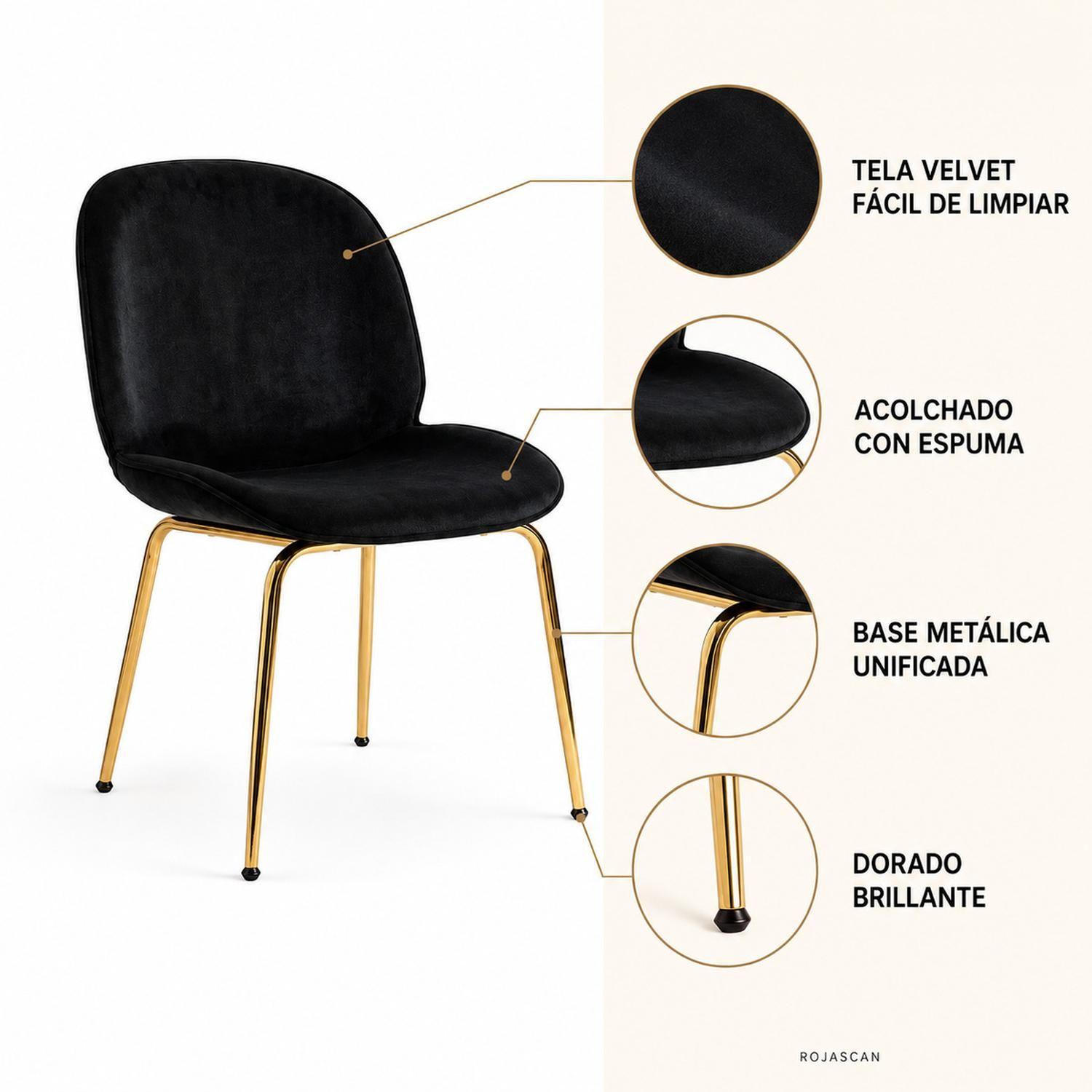 Silla Bread Velvet Felpa Base Metálica Dorada-3