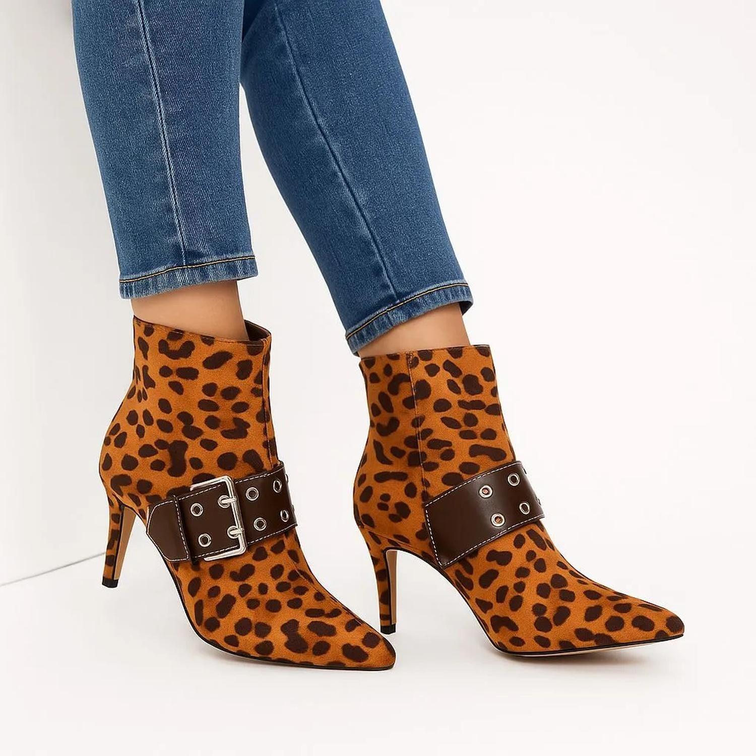 Botín Animal Print Mujer Gamuza Tina TINA-004-3