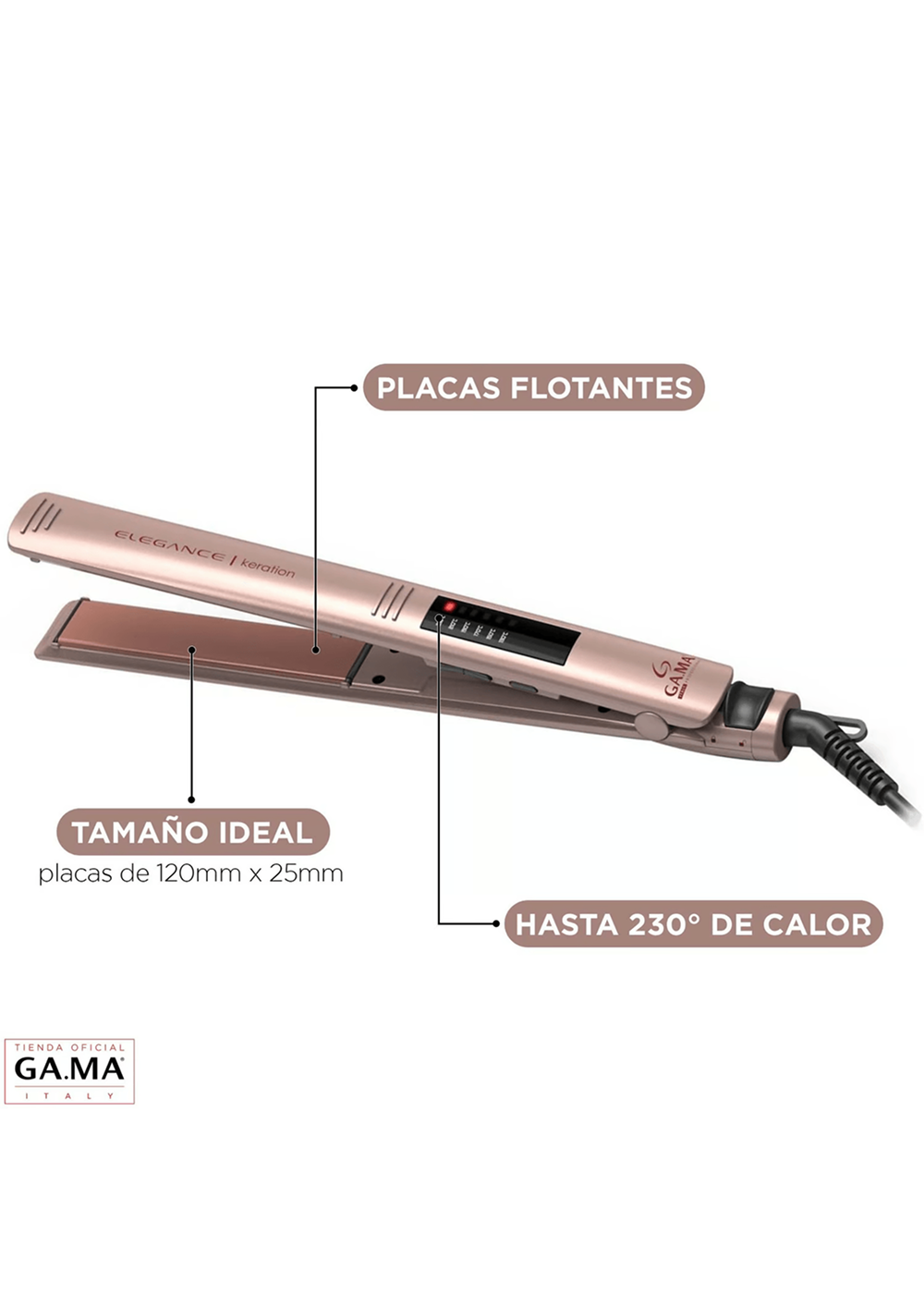 Plancha Alisadora Gama Elegance Led Keration-2