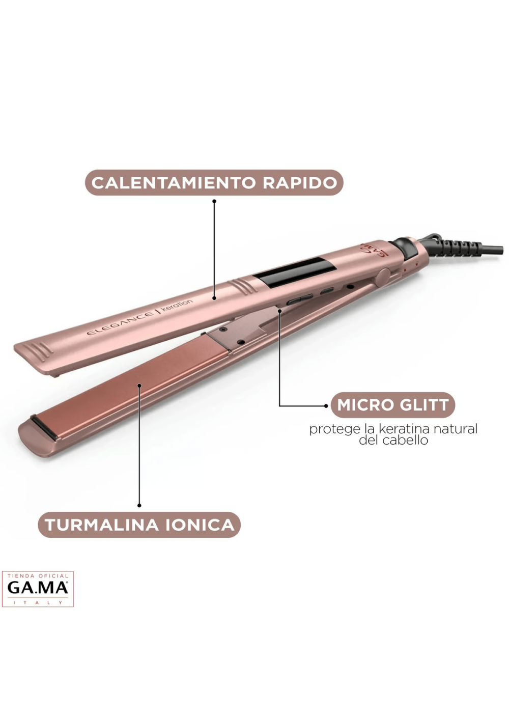 Plancha Alisadora Gama Elegance Led Keration-3