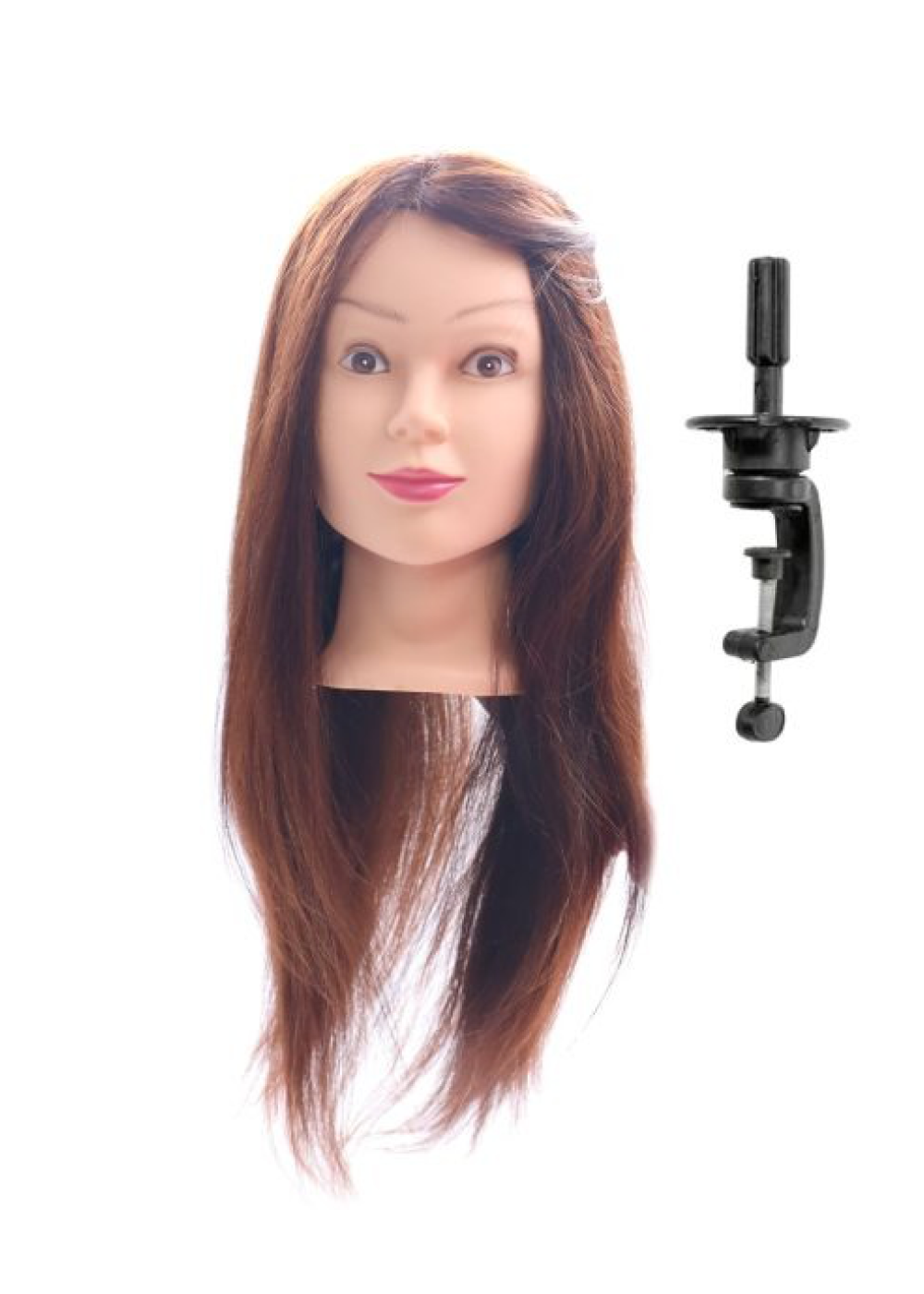 Cabeza Técnica Peluquería Cabello 80%Natural + 20%Sintético + Soporte -3
