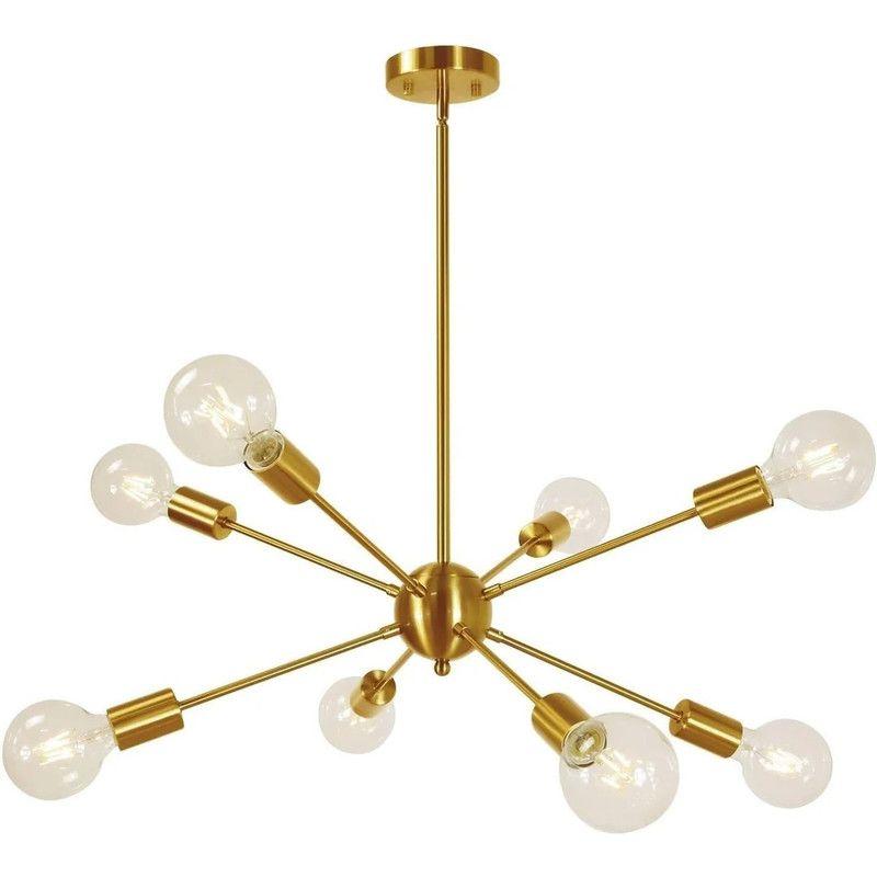 Lampara Techo Colgante Modelo ATOMO Dorado 8 Soquetes - Dekora-0