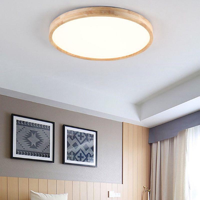 Foco Led Decorativo Redondo Madera Clara 24w 30 cm-2