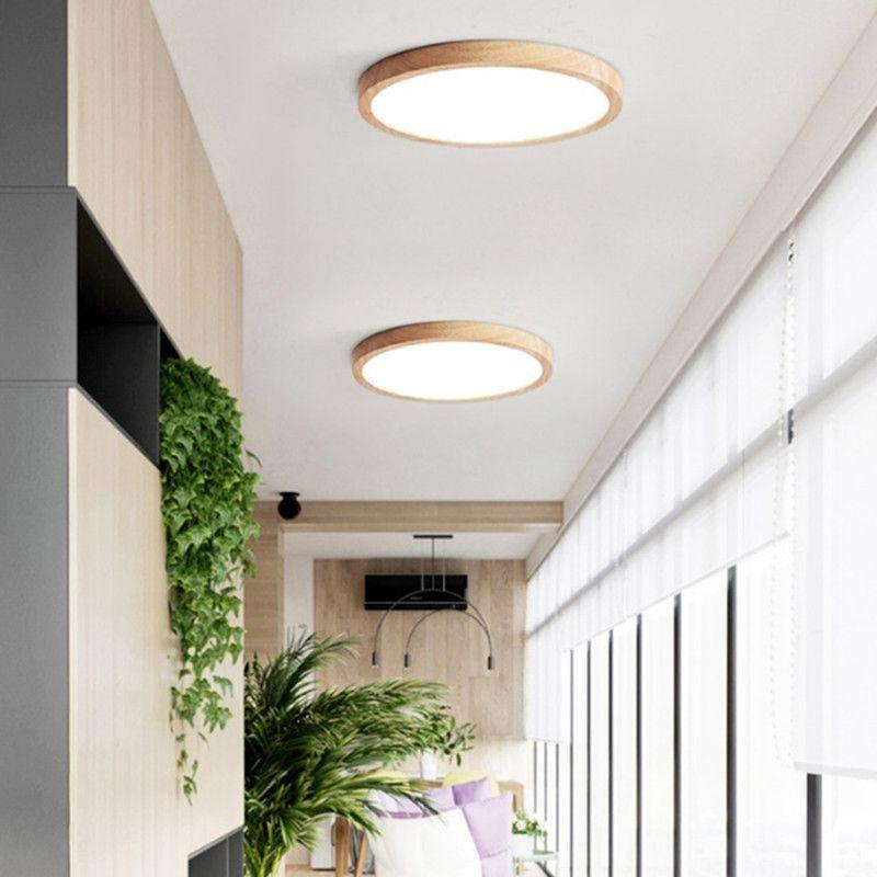 Foco Led Decorativo Redondo Madera Clara 24w 30 cm-3