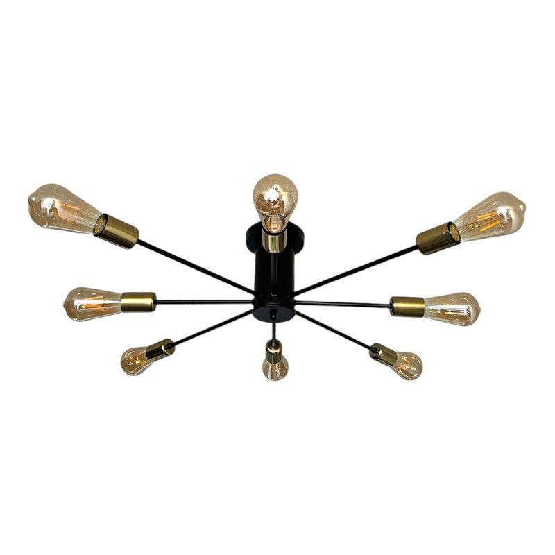 Lampara Aplique de Techo Modelo Hatria Negro y Dorado 8 soquetes - Dekora-0