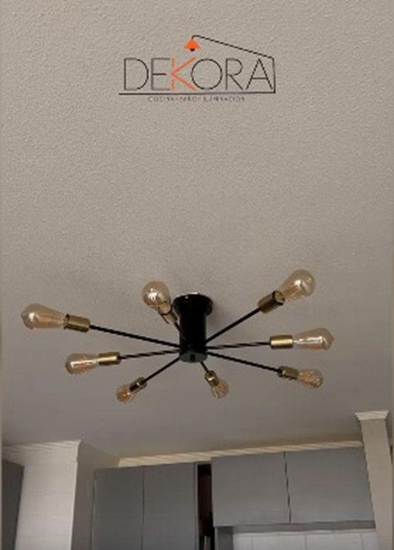 Lampara Aplique de Techo Modelo Hatria Negro y Dorado 8 soquetes - Dekora-1