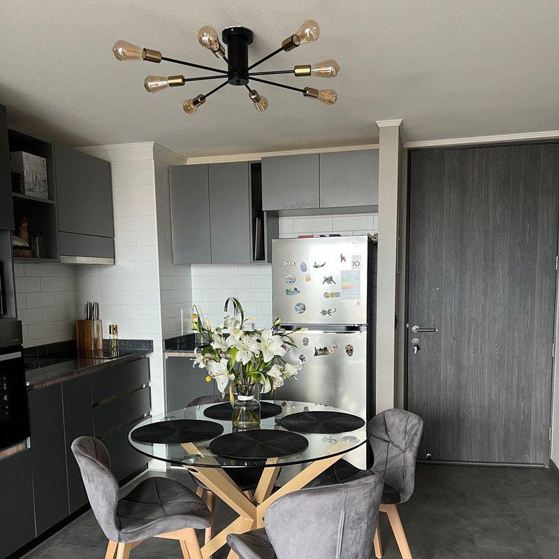 Lampara Aplique de Techo Modelo Hatria Negro y Dorado 8 soquetes - Dekora-2