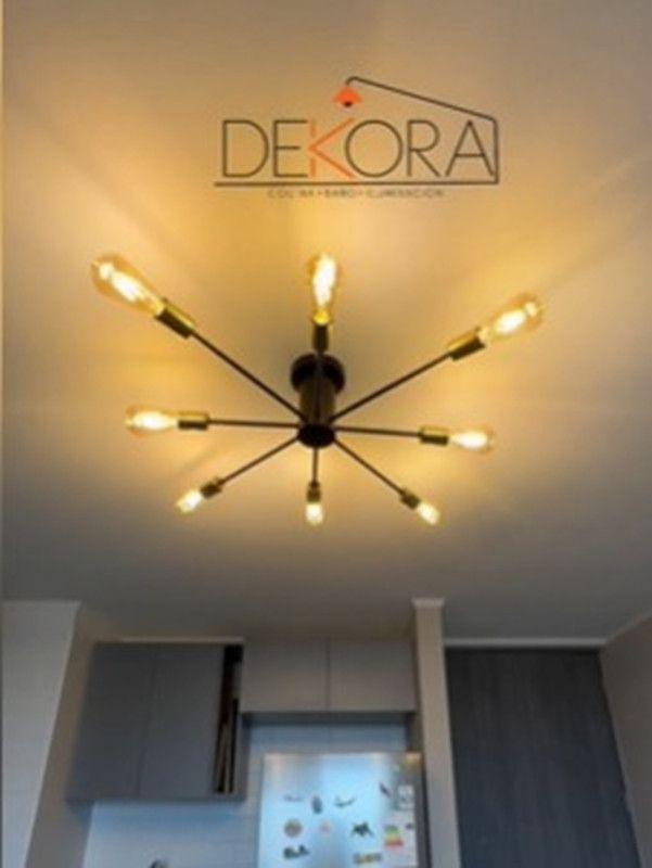 Lampara Aplique de Techo Modelo Hatria Negro y Dorado 8 soquetes - Dekora-3