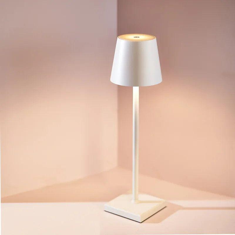 Lámpara LED Touch Recargable Blanca – Diseño Minimalista de Aluminio-1