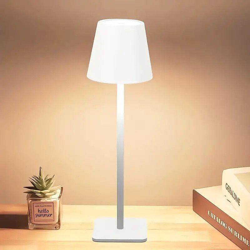 Lámpara LED Touch Recargable Blanca – Diseño Minimalista de Aluminio-2