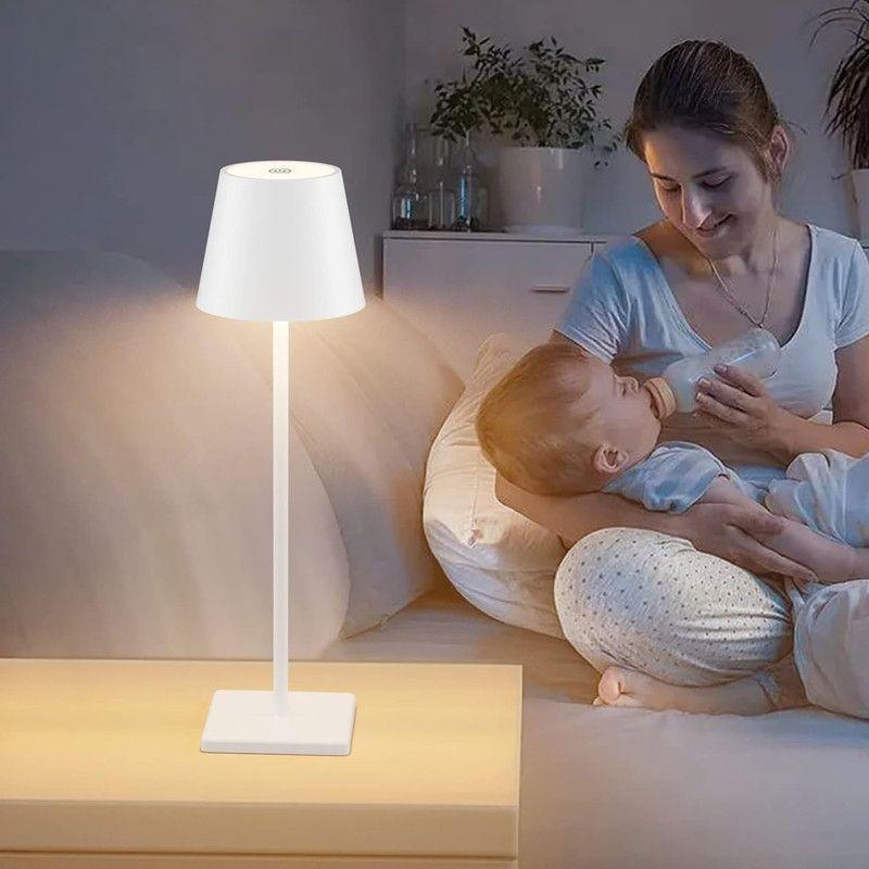 Lámpara LED Touch Recargable Blanca – Diseño Minimalista de Aluminio-4