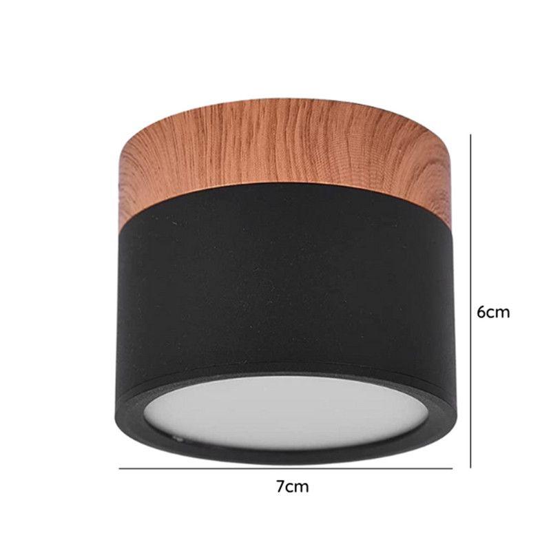 Foco Led Sobrepuesto Negro y Madera 7W Luz Fria 6000K-3