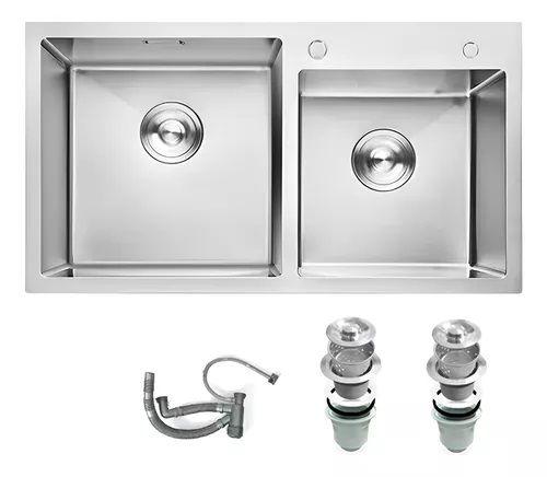 Lavaplatos Dekora Doble Deluxe 80x45cm Plata-2